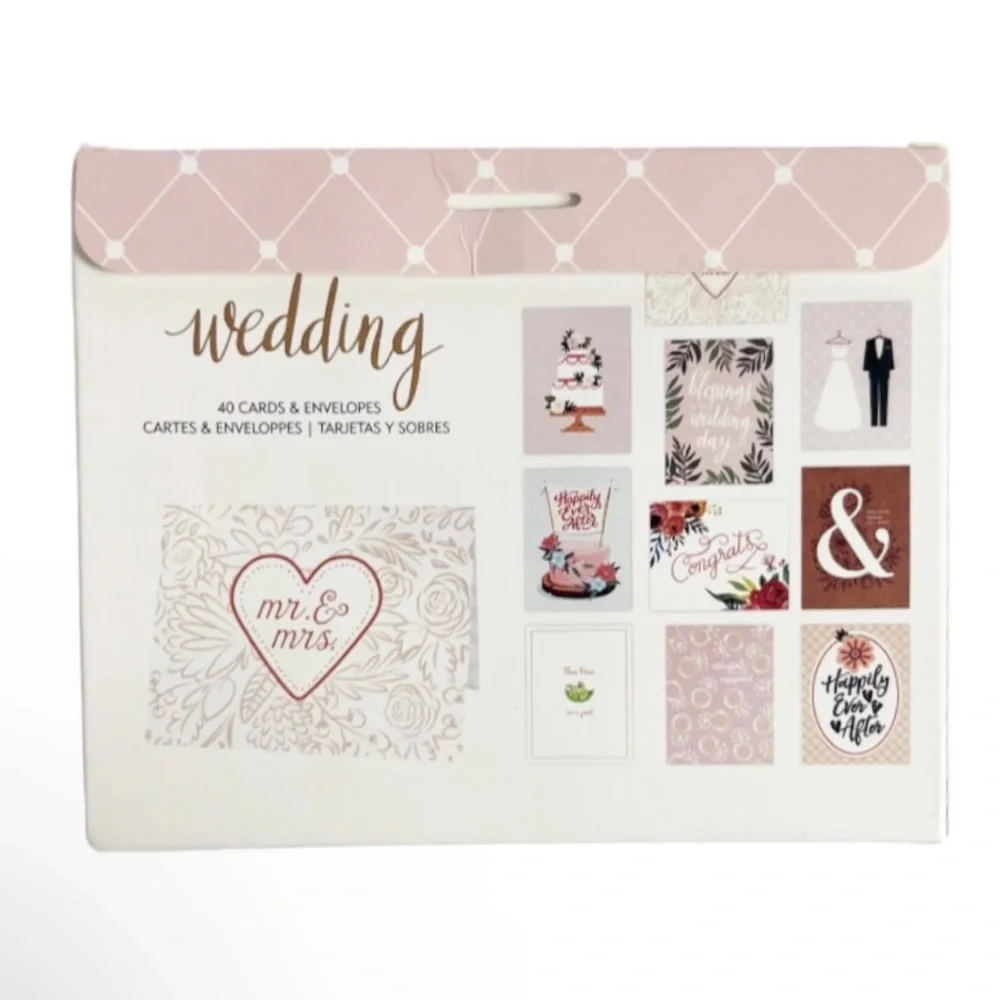 NEW 40 Wedding Cards & Envelopes Set